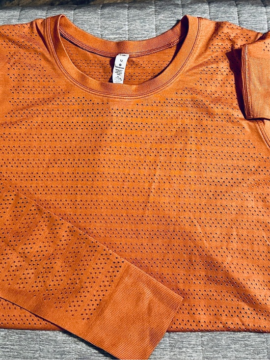 lululemon athletica Tops - lululemon athletica Rust Orange Perforated Crewneck Top